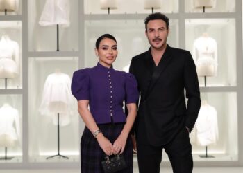 باسل خياط وزوجته ناهد في معرض ديور